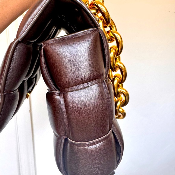 Elegant 🔥Bottega Veneta Chain Cassette ChocolatePadded Intreccio Leather - Picture 4 of 16